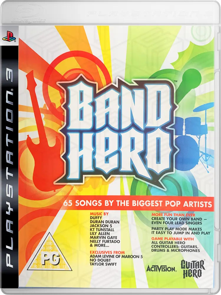 Band Hero PlayStation 3 spil cover med æske og manual.