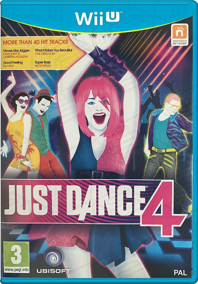Brugt Nintendo Wii U spil, Just Dance 4, i god stand og komplet med æske og indlægsseddel, tilgængelig nu hos SPILBOKS.