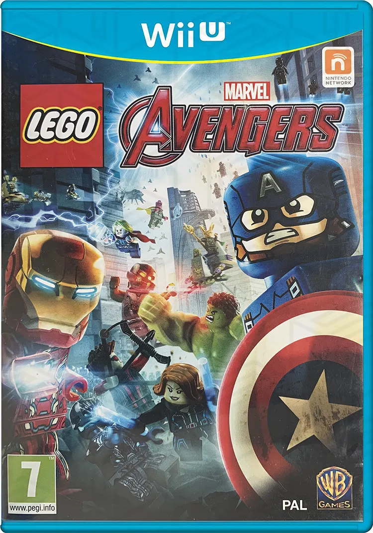 Brugt Nintendo Wii U spil, LEGO MARVEL AVENGERS, med æske og indlægsseddel tilgængelig hos SPILBOKS.