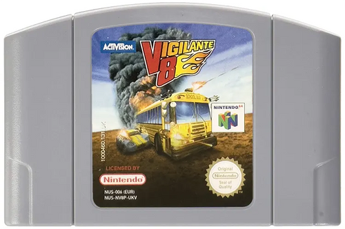 Nintendo 64 Vigilante 8 fra SPILBOKS - retro bilkamp i højeste gear