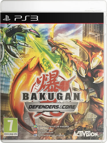 Bakugan Defenders Of the Core PlayStation 3 spil cover med æske og manual.